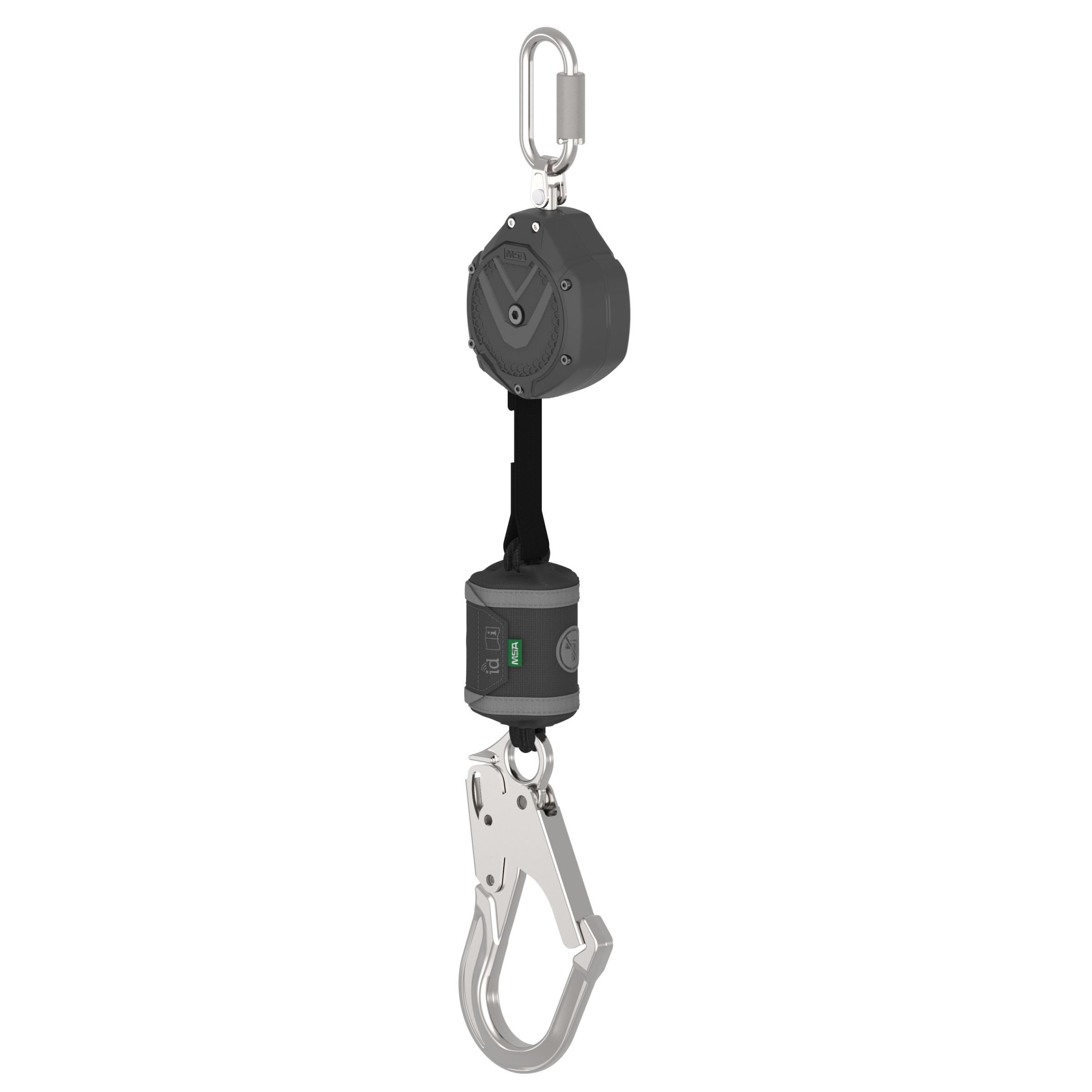 V-SHOCK PFL, 6', single-leg, AL36CL large aluminum snaphook, steel carabiner (top), ANSI Z359.14